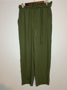 by & by Olive Green Paperbag Waist Wide-Leg Pants Womens Size XL